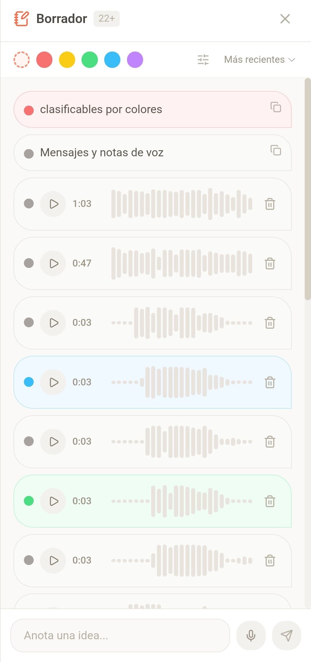 Scratchpad for ideas and voice notes