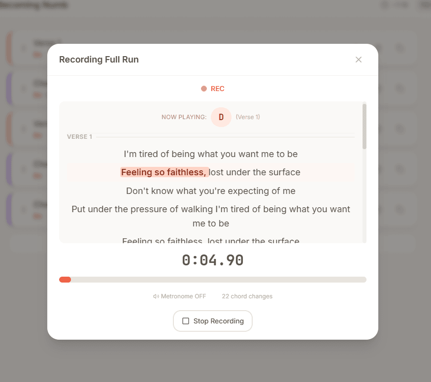 Melodoodle recording interface with multiple takes